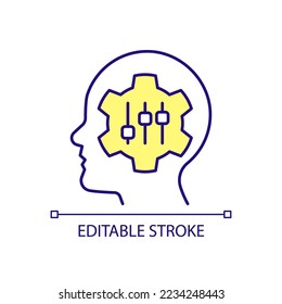 Adjustable mindset RGB color icon. Flexibility and adaptability skill. Cognitive process. Isolated vector illustration. Simple filled line drawing. Editable stroke. Arial font used