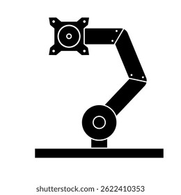 Adjustable monitor arm silhouette. Vector.