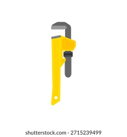 Llave de tubo ajustable Ilustración vectorial de diseño plano de herramientas mecánicas aisladas sobre fondo blanco. Plomería, reparación, herramientas de construcción. una herramienta esencial para la plomería, reparación y tarea de construcción