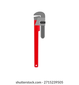 Llave de tubo ajustable Ilustración vectorial de diseño plano de herramientas mecánicas aisladas sobre fondo blanco. Plomería, reparación, herramientas de construcción. una herramienta esencial para la plomería, reparación y tarea de construcción
