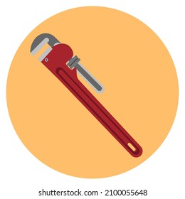 llave de tubo ajustable o vector de icono para reparación técnica y doméstica, icono plano