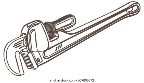 Adjustable Pipe Wrench - Illustration