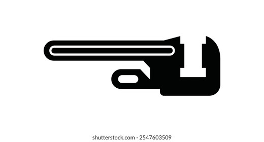 Ilustração ajustável da chave de tubos de ferramentas mecânicas isoladas no fundo branco.