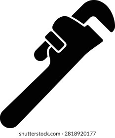 Adjustable pipe wrench silhouette icon for plumbing with plumbing construction hardware maintenance silhouette industrial equipment adjustable mechanic handtool engineering pipewrench