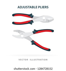 Adjustable pliers. Adjustable pliers realistic flat style vector illustration.