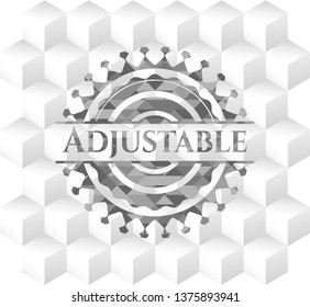 Adjustable realistic grey emblem with cube white background