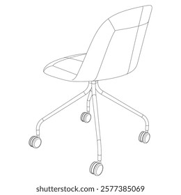 Adjustable Rolling Chair, Office chair editable vector illustration on white background. chair Line art, clip art. swivel chair, Hand-drawn design elements.