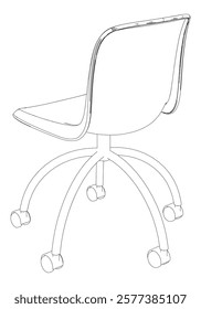 Adjustable Rolling Chair, Office chair editable vector illustration on white background. chair Line art, clip art. swivel chair, Hand-drawn design elements.