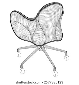 Adjustable Rolling Chair, Office chair editable vector illustration on white background. chair Line art, clip art. swivel chair, Hand-drawn design elements.