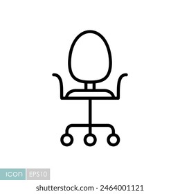 Adjustable rolling chair vector icon. Office chair sign.. Graph symbol for furniture, web site and apps design, logo, app, UI