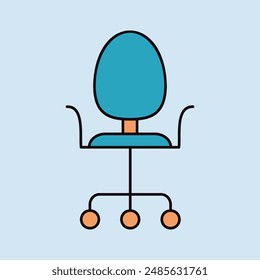 Adjustable rolling chair vector icon. Office chair sign.. Graph symbol for furniture, web site and apps design, logo, app, UI