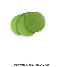 Adjustable and scalable eps10 vector design of an abstract geometric rounded infographics text box panel for web site or application element. Green edition.