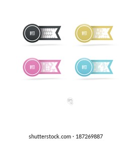 Adjustable and scalable eps10 vector design of an abstract geometric infographics text box panel for web site or application element. CMYK edition.