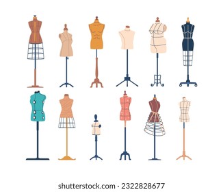 Mannequin Tailors Dummy Fabric Women Figure Stock Vector (Royalty