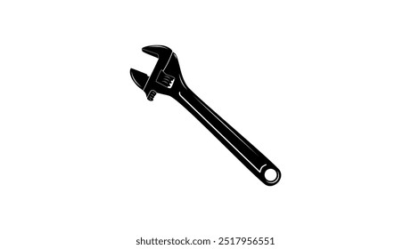 Adjustable Shifter Spanner, black isolated silhouette