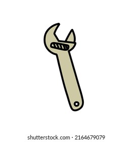 adjustable spanner doodle icon, vector illustration