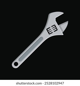 Adjustable spanner flat vector illustration isolated on black background