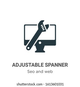 Adjustable spanner glyph icon vector on white background. Flat vector adjustable spanner icon symbol sign from modern seo and web collection for mobile concept and web apps design.