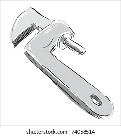 Adjustable spanner icon color sketch