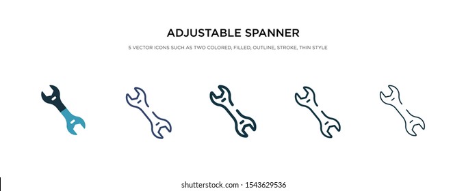 adjustable spanner icon in different style vector illustration. two colored and black adjustable spanner vector icons designed in filled, outline, line and stroke style can be used for web, mobile,