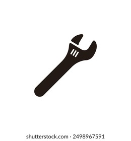 Adjustable spanner icon. Flat silhouette version.