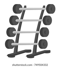 Adjustable stand with barbells. Sport equipment. vector cartoon illustration isolated on white background.