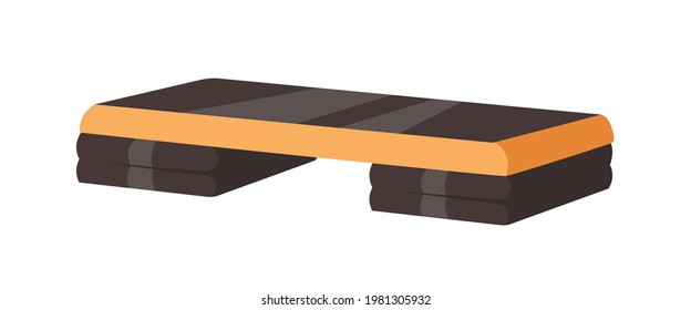 Adjustable step platform or board for aerobics and fitness. Equipment for workout in gym and sport club. Colored flat vector illustration of stepper isolated on white background