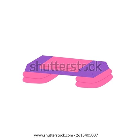 Adjustable step platform or board for aerobics and fitness. Equipment for workout in gym and sport club. Colored flat vector illustration of stepper isolated on white background