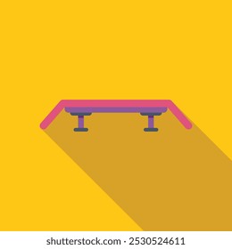 Adjustable step platform with long shadow on yellow background, perfect for illustrating fitness training, aerobic workout, or gym equipment