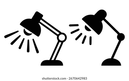 Ilustración de lámpara de mesa ajustable - Símbolo de luz de estudio e interior moderno

