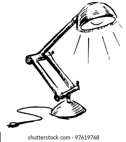 Adjustable table lamp. Sketch vector illustration