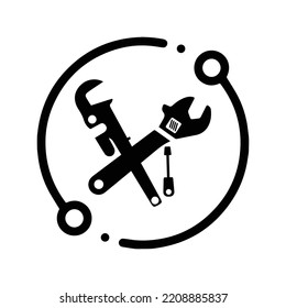 Adjustable technical services tools icon | Black Vector illustration |