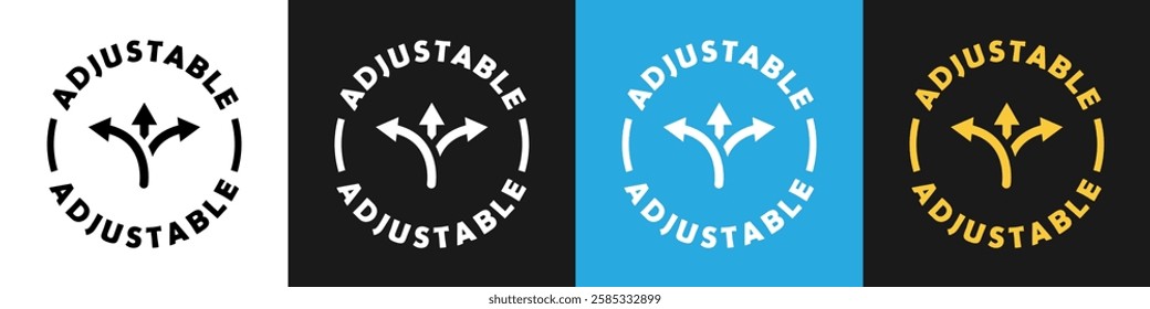 Adjustable - vector packaging sign on color backgrounds.