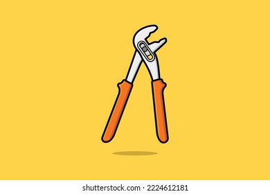 Adjustable Water Pump Pliers vector illustration. Mechanic and Plumber working tool equipment objects icon concept. Hand tools for repair, building, construction and maintenance.