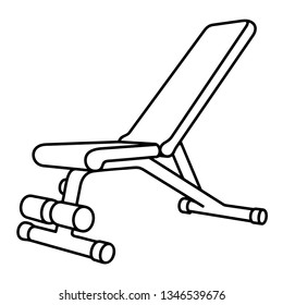 Adjustable weight bench. Vector outline icon isolated on white background.