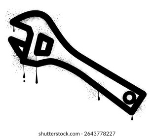  Adjustable wrench with black spray paint graffiti