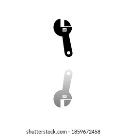 Adjustable wrench. Black symbol on white background. Simple illustration. Flat Vector Icon. Mirror Reflection Shadow. Can be used in logo, web, mobile and UI UX project