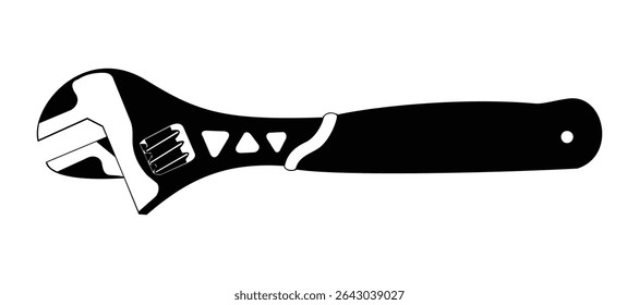 Verstellbarer Schraubenschlüssel schwarz-weiß Vektorsilhouette