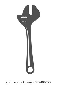 Adjustable wrench building repare metall tool vector silhouette illustration. Black isolated on white background.