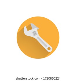Adjustable wrench colorful flat icon with long shadow. wrench tool flat icon