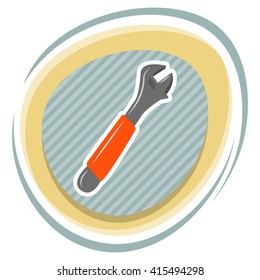 Adjustable wrench colorful icon