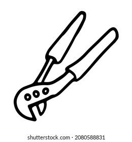 Adjustable wrench in doodle style. Isolated vector.