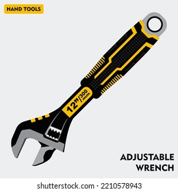 Adjustable wrench to fit a variety of hexagonal nuts vector illustration
