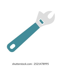 Chave inglesa ajustável em design plano. Instrumento de reparação para serviço de bicicleta. Ilustração vetorial isolada.