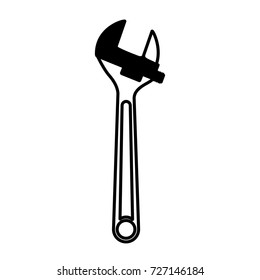 adjustable wrench flat icon black silhouette vector illustration