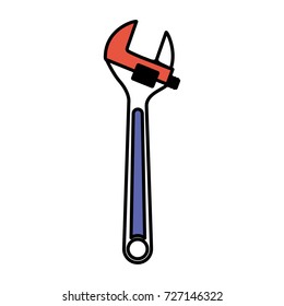 adjustable wrench flat icon color sections silhouette vector illustration