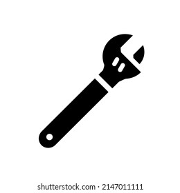 adjustable wrench, french wrench, tool icon - dark version