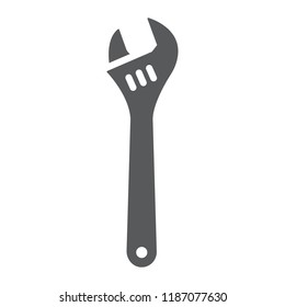 Adjustable wrench glyph icon, tool and repair, monkey wrench sign, vector graphics, a solid pattern on a white background, eps 10.