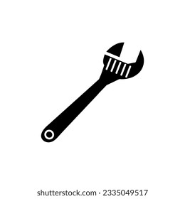 Adjustable wrench glyph icon, tool and repair, monkey wrench sign, flat illustration on white background.