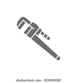 Adjustable wrench grey icon. Isolated on white background